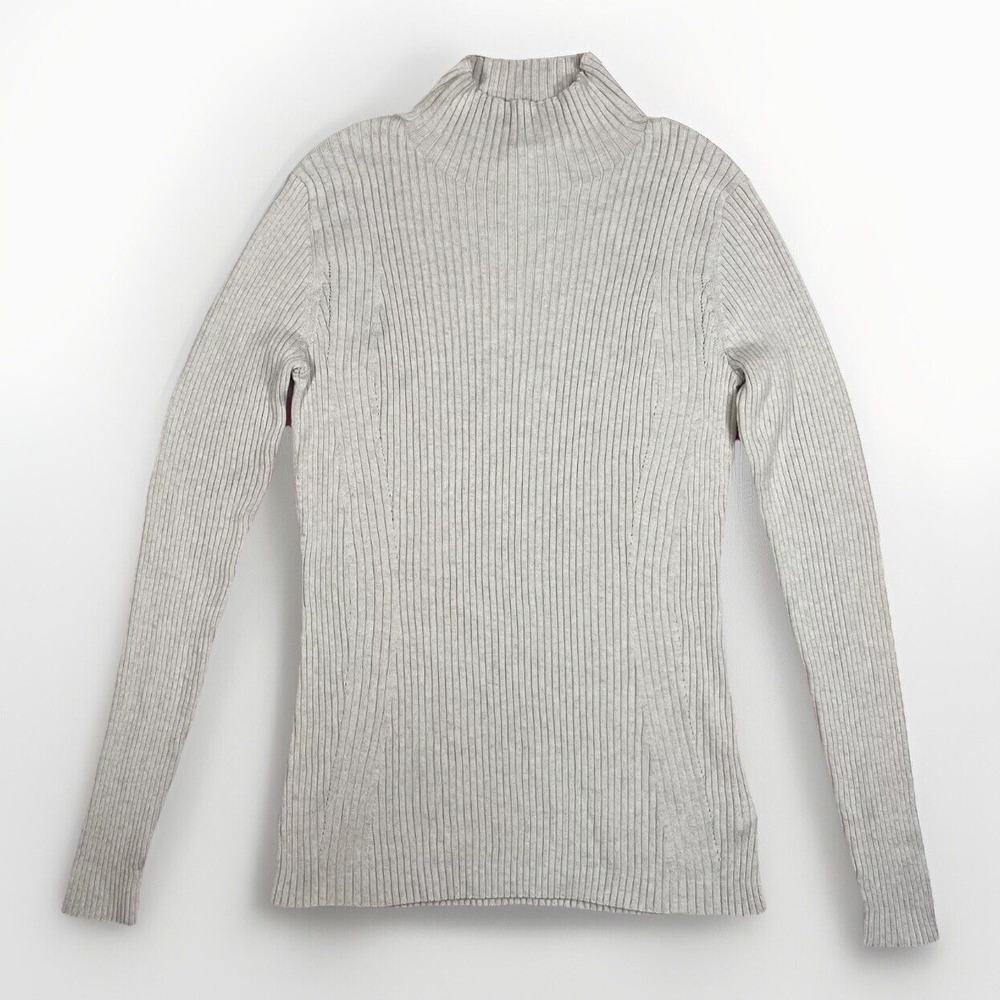 Athleta Reverie Mock Neck Sweater Ribbed Womens Medium Sea Salt